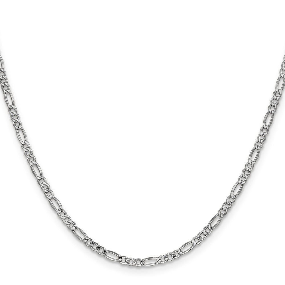 14K White Gold 18 inch 2.5mm Semi-Solid Figaro with Lobster Clasp Chain