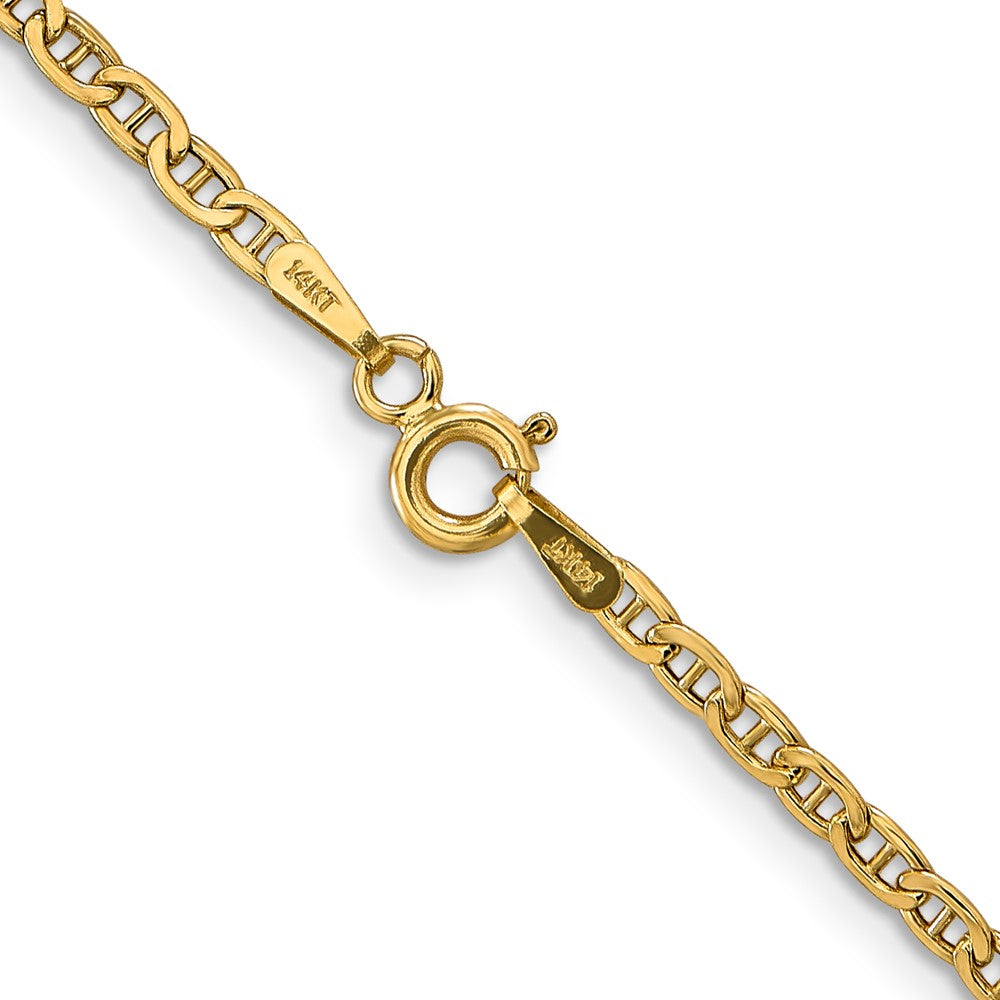 14K 26 inch 2.4mm Semi-Solid Anchor with Spring Ring Clasp Chain