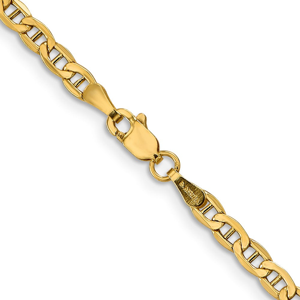 14K 22 inch 3.2mm Semi-Solid Anchor with Lobster Clasp Chain