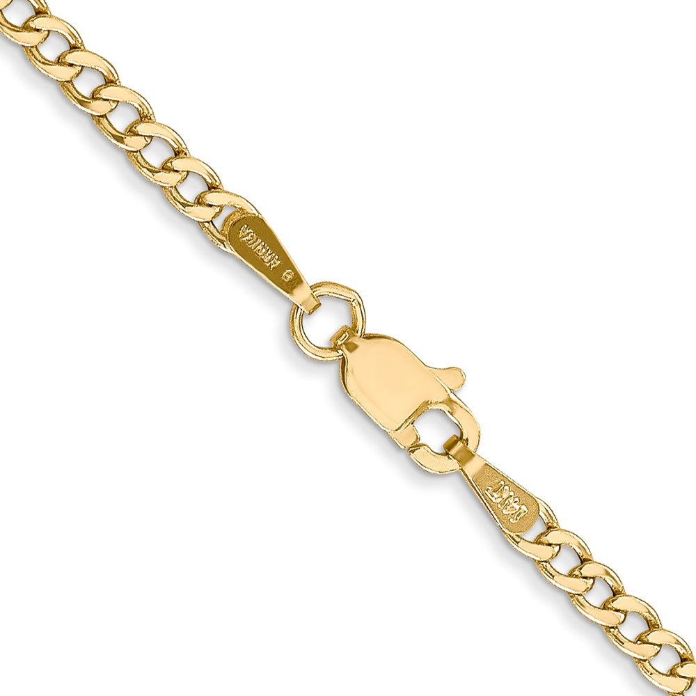 14K 22 inch 2.5mm Semi-Solid Curb with Lobster Clasp Chain
