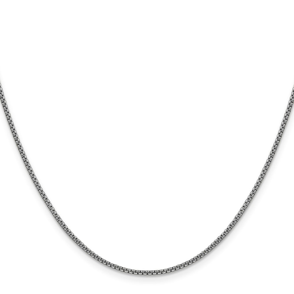 14K White Gold 22 inch 1.5mm Semi-Solid Round Box with Lobster Clasp Chain