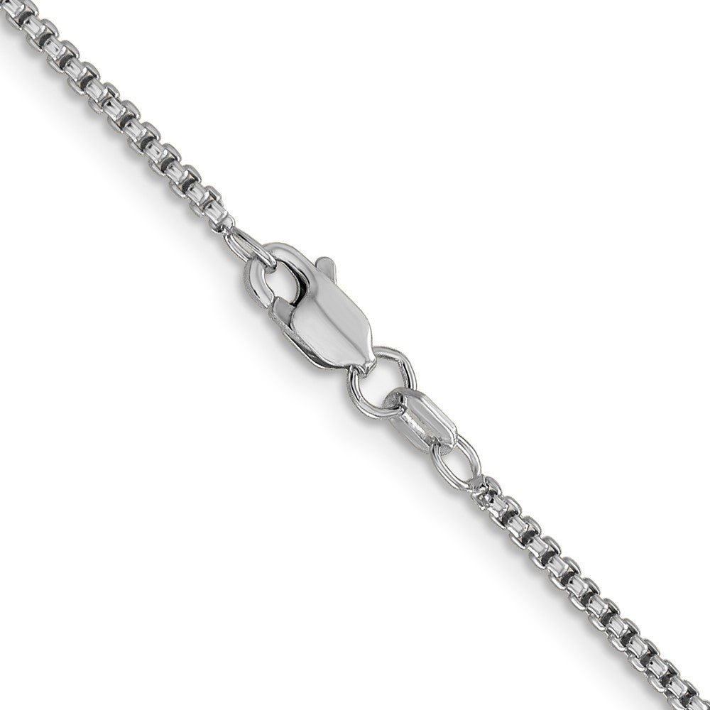14K White Gold 22 inch 1.5mm Semi-Solid Round Box with Lobster Clasp Chain