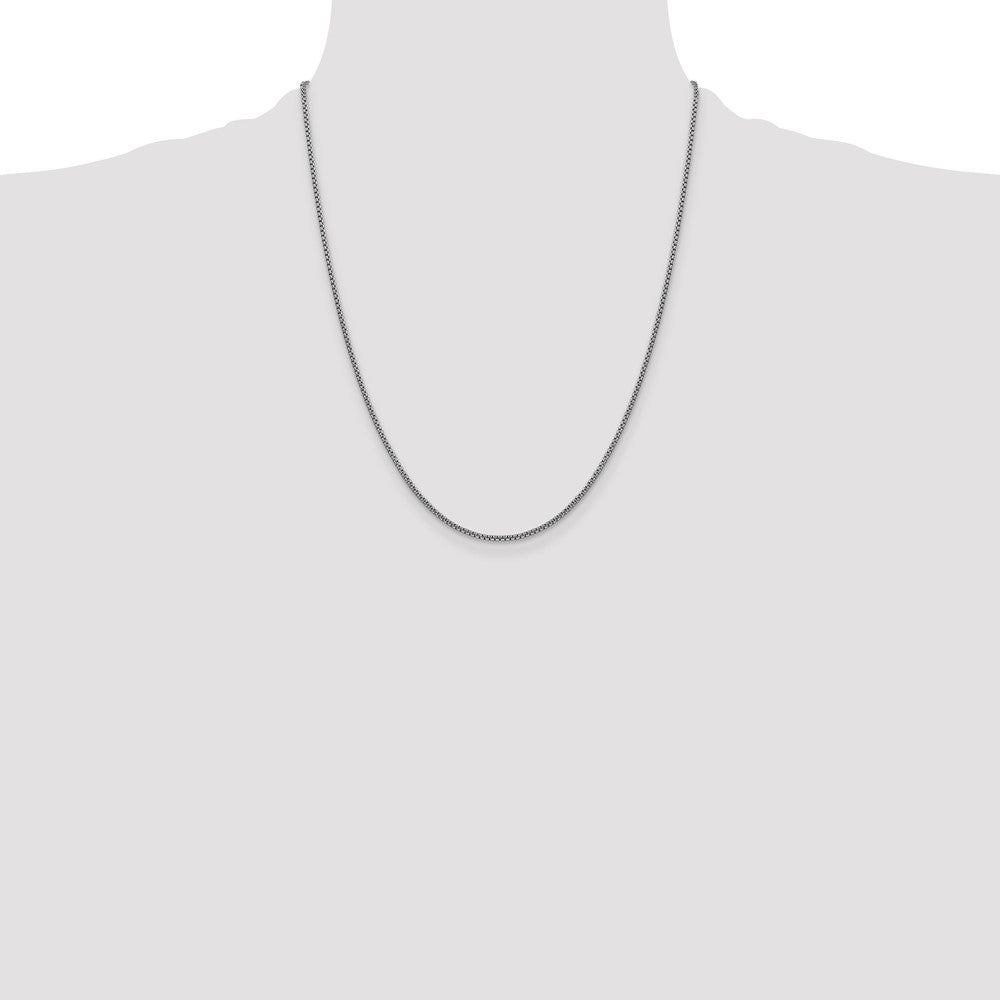 14K White Gold 22 inch 1.5mm Semi-Solid Round Box with Lobster Clasp Chain