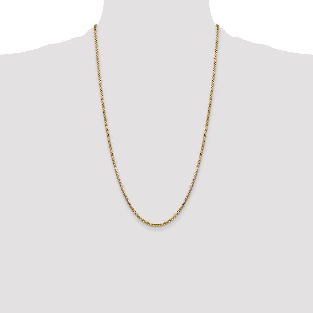 14K 26 inch 2.45mm Semi-Solid Round Box with Lobster Clasp Chain