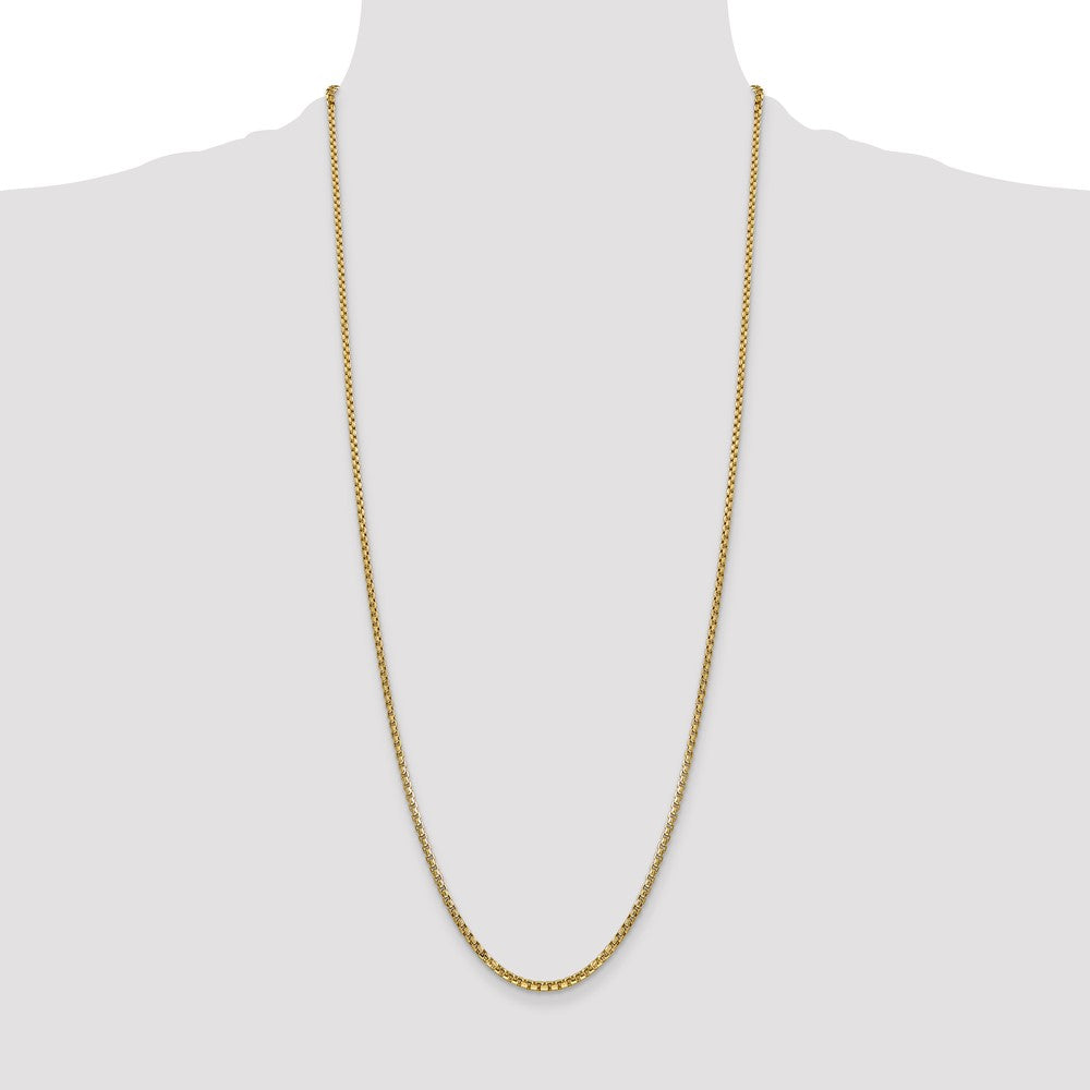 14K 30 inch 2.45mm Semi-Solid Round Box with Lobster Clasp Chain