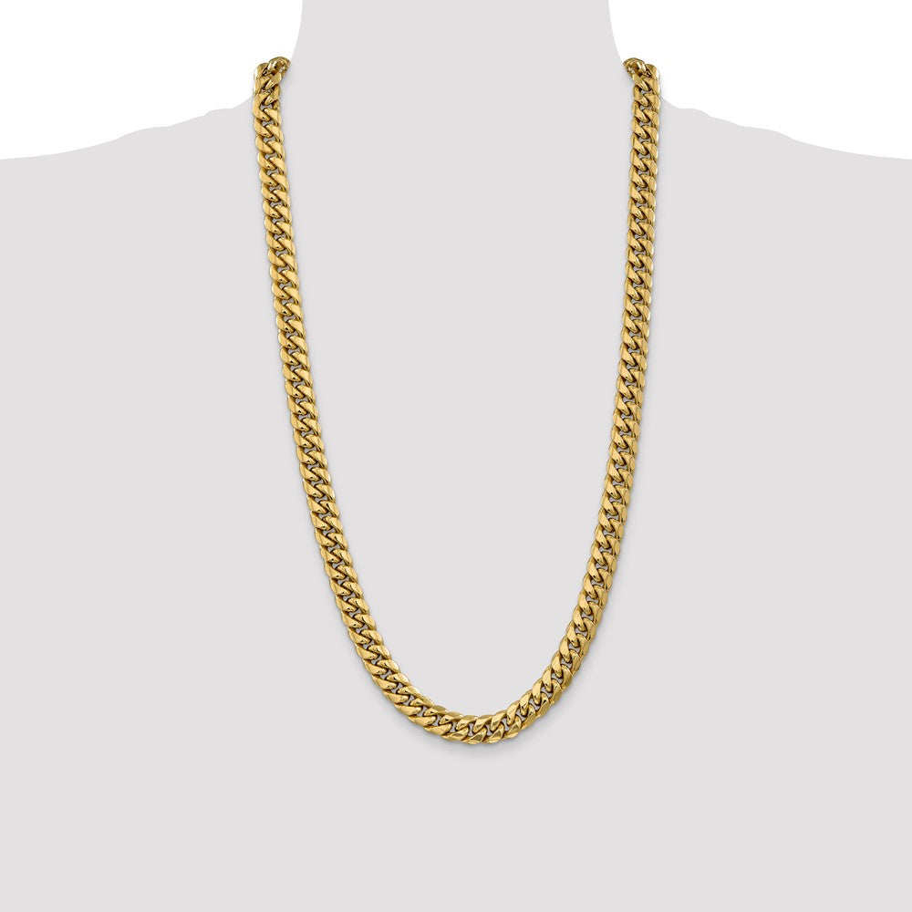 14K 28 inch 9.3mm Semi-Solid Miami Cuban with Lobster Clasp Chain