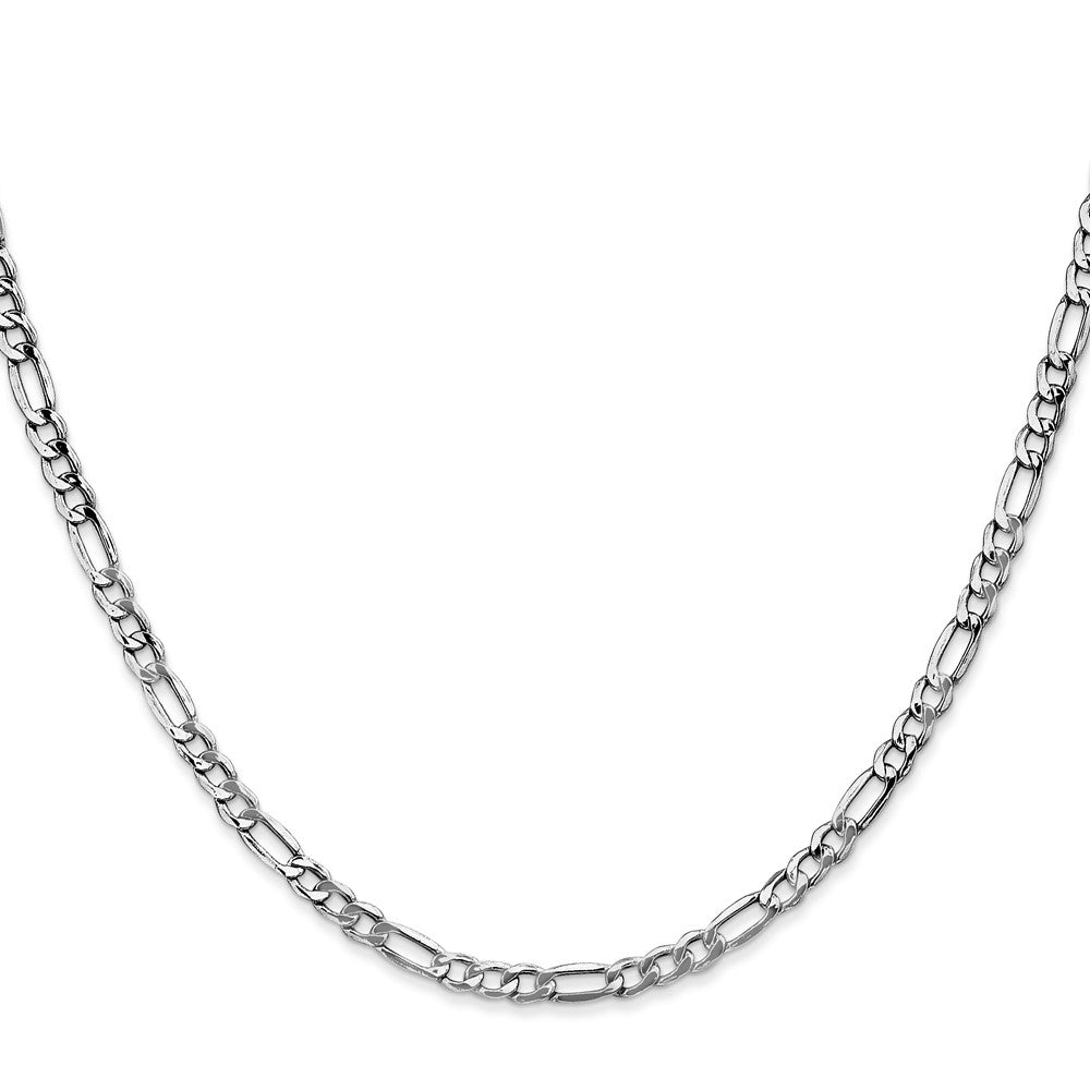 14K White Gold 22 inch 3.5mm Semi-Solid Figaro with Lobster Clasp Chain