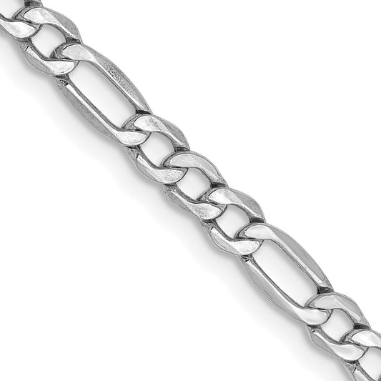 14K White Gold 22 inch 3.5mm Semi-Solid Figaro with Lobster Clasp Chain