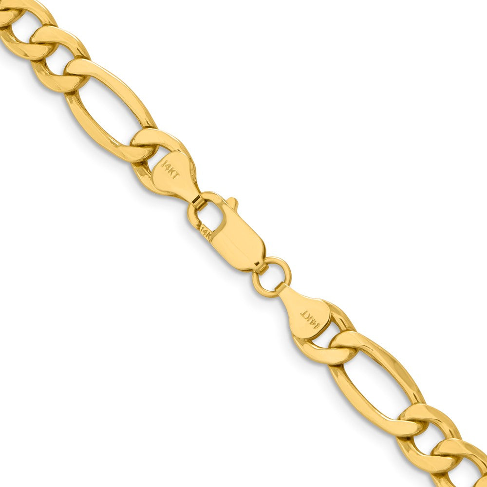 14K 20 inch 8.5mm Semi-Solid Figaro with Lobster Clasp Chain