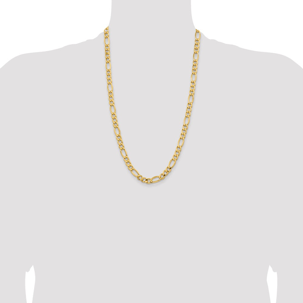 14K 26 inch 8.5mm Semi-Solid Figaro with Lobster Clasp Chain