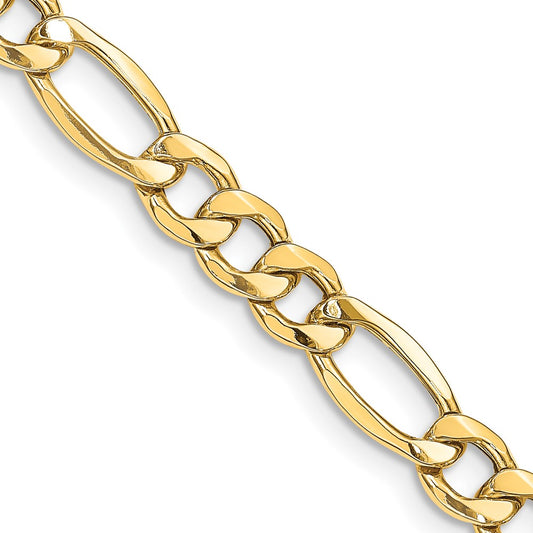 14K 22 inch 8.5mm Semi-Solid Figaro with Lobster Clasp Chain