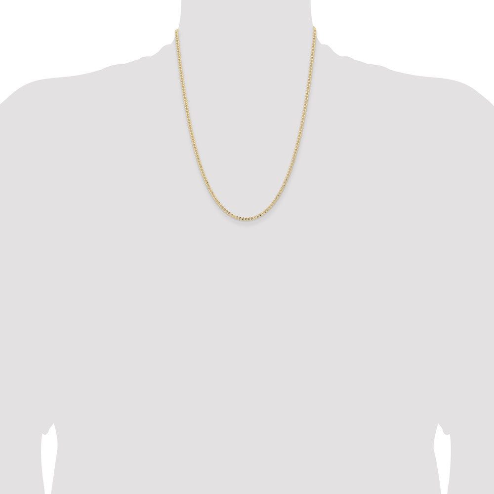 14K 22 inch 2.85mm Semi-Solid Curb with Lobster Clasp Chain
