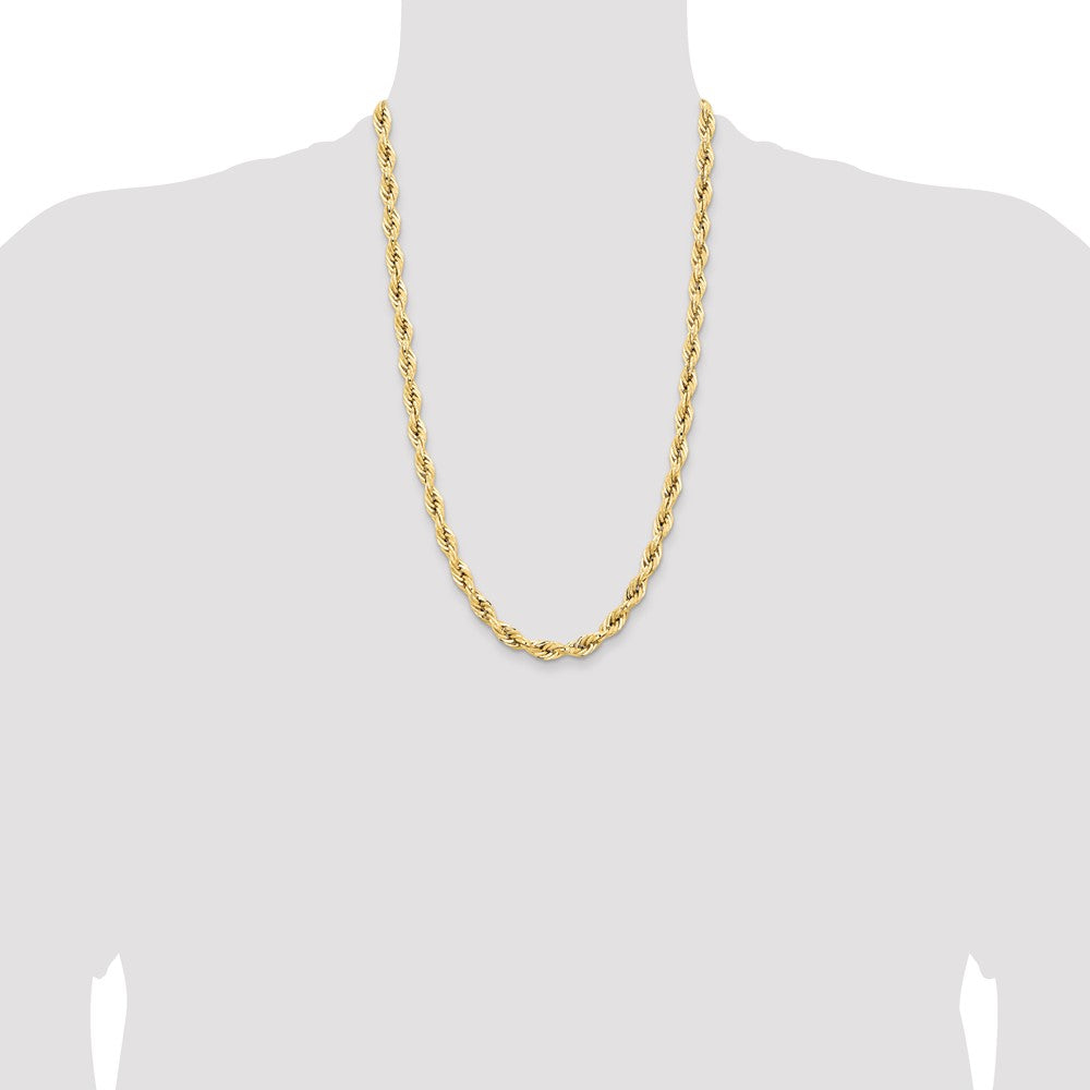 14K 26 inch 7mm Semi Solid Rope with Lobster Clasp Chain