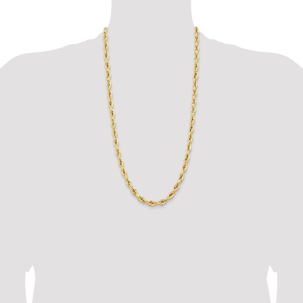 14K 28 inch 7mm Semi Solid Rope with Lobster Clasp Chain