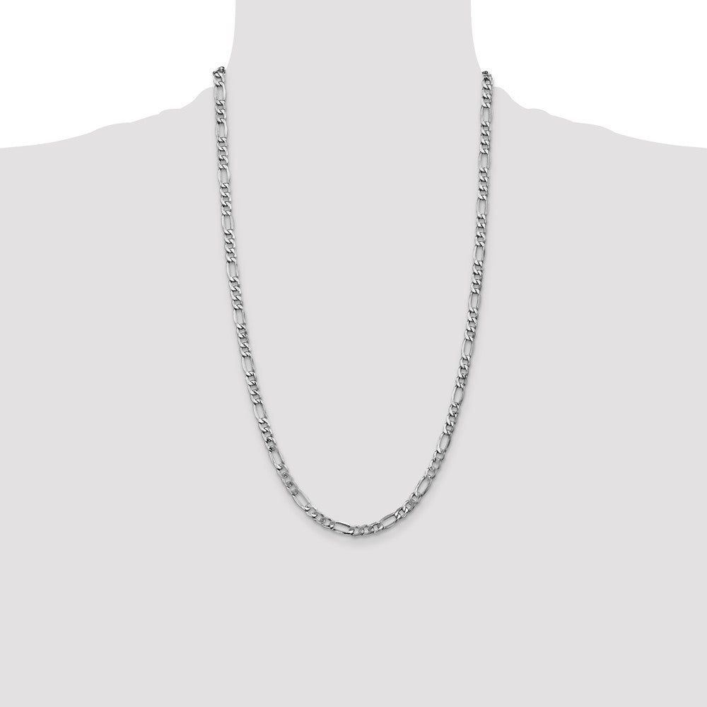 14K White Gold 26 inch 5.75mm Semi-Solid Figaro with Lobster Clasp Chain