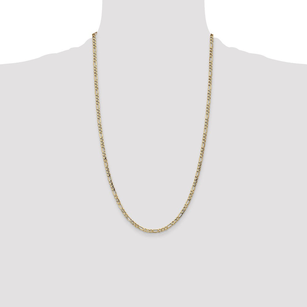 14K 26 inch 3.5mm Semi-Solid Figaro with Lobster Clasp Chain