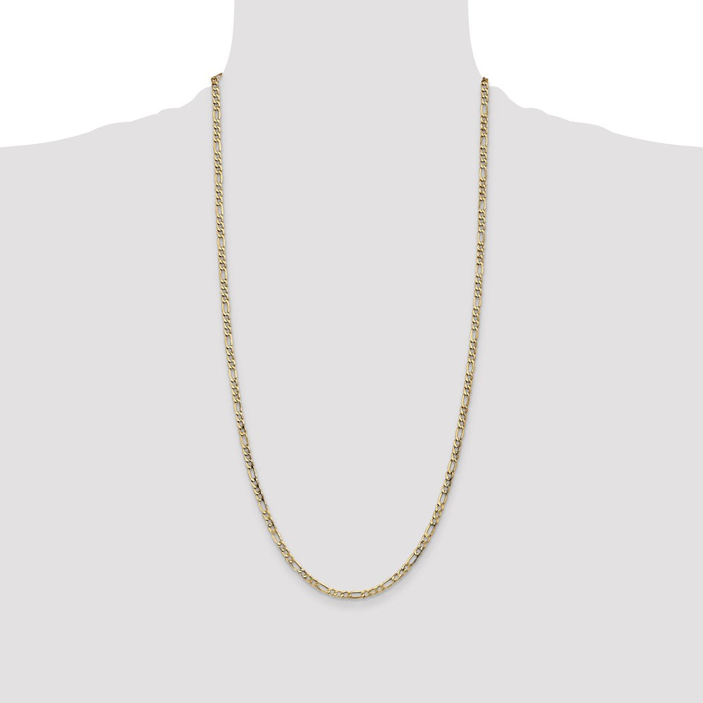 14K 28 inch 3.5mm Semi-Solid Figaro with Lobster Clasp Chain