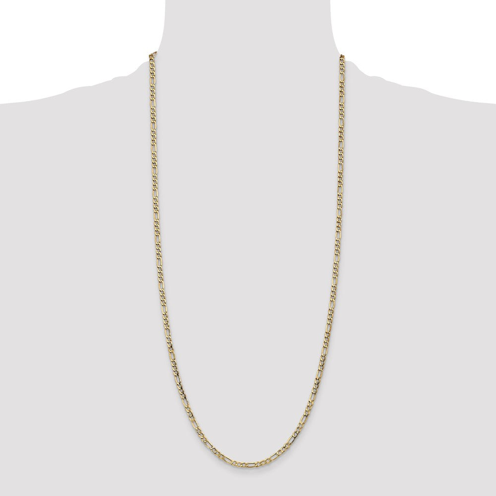 14K 30 inch 3.5mm Semi-Solid Figaro with Lobster Clasp Chain