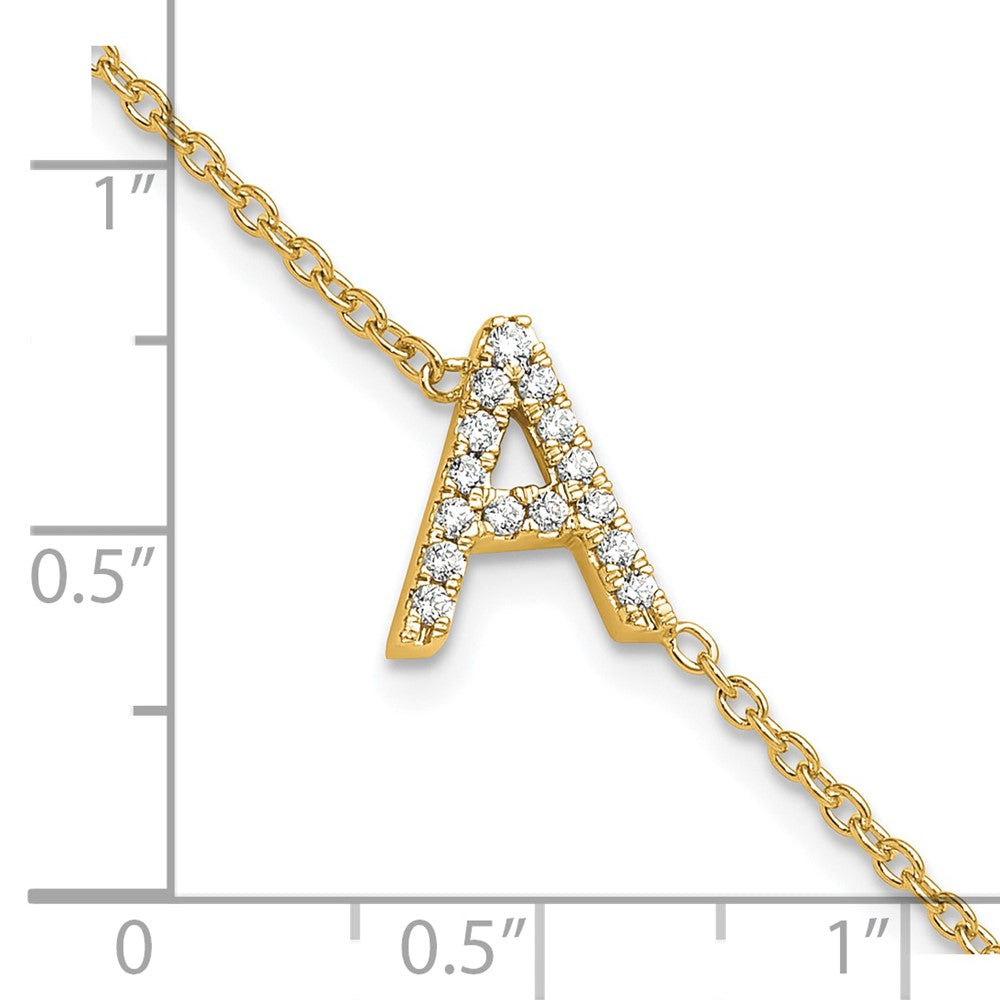 14K Diamond Sideways Letter A w/ 1in ext. Bracelet