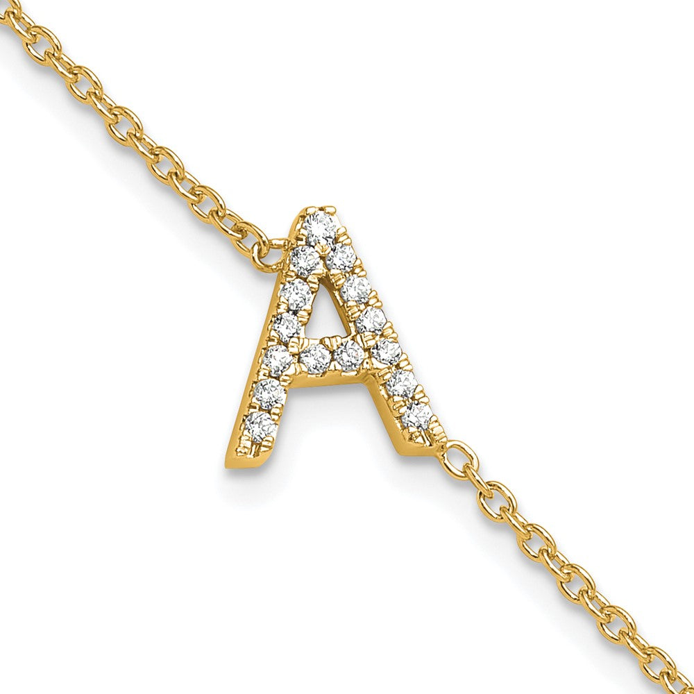 14K Diamond Sideways Letter A w/ 1in ext. Bracelet