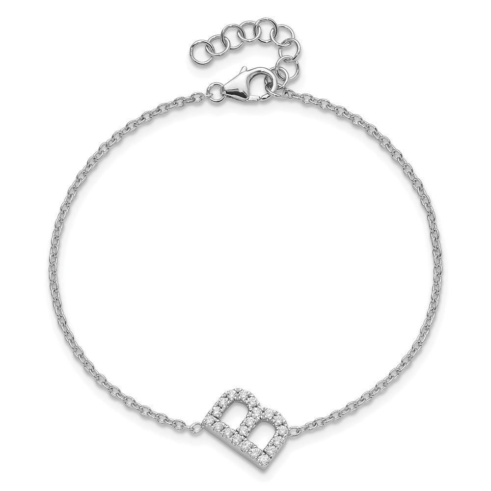14KW Diamond Sideways Letter B w/ 1in ext. Bracelet