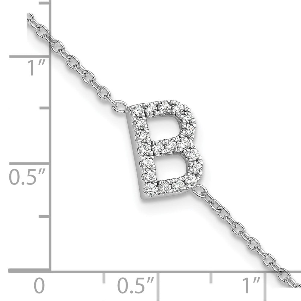 14KW Diamond Sideways Letter B w/ 1in ext. Bracelet