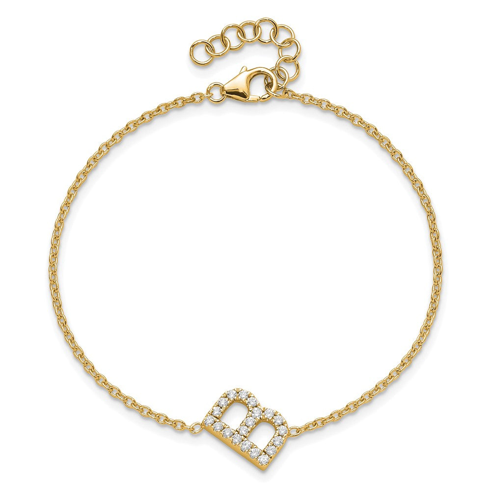 14K Diamond Sideways Letter B w/ 1in ext. Bracelet
