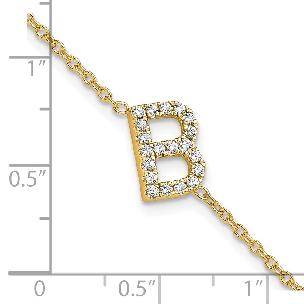 14K Diamond Sideways Letter B w/ 1in ext. Bracelet