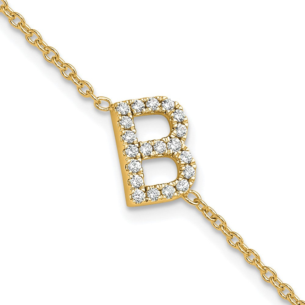 14K Diamond Sideways Letter B w/ 1in ext. Bracelet