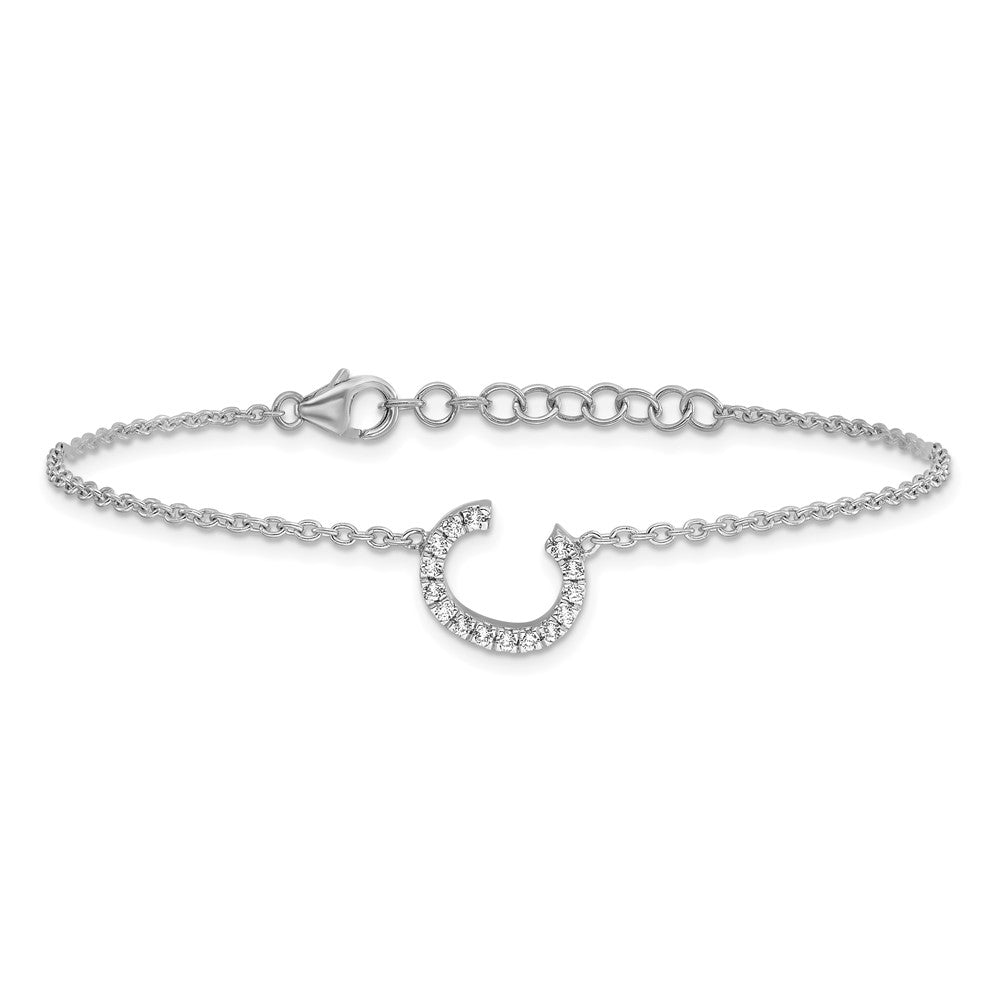 14KW Diamond Sideways Letter C w/ 1in ext. Bracelet