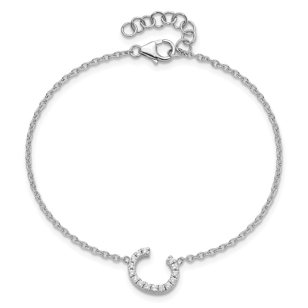 14KW Diamond Sideways Letter C w/ 1in ext. Bracelet