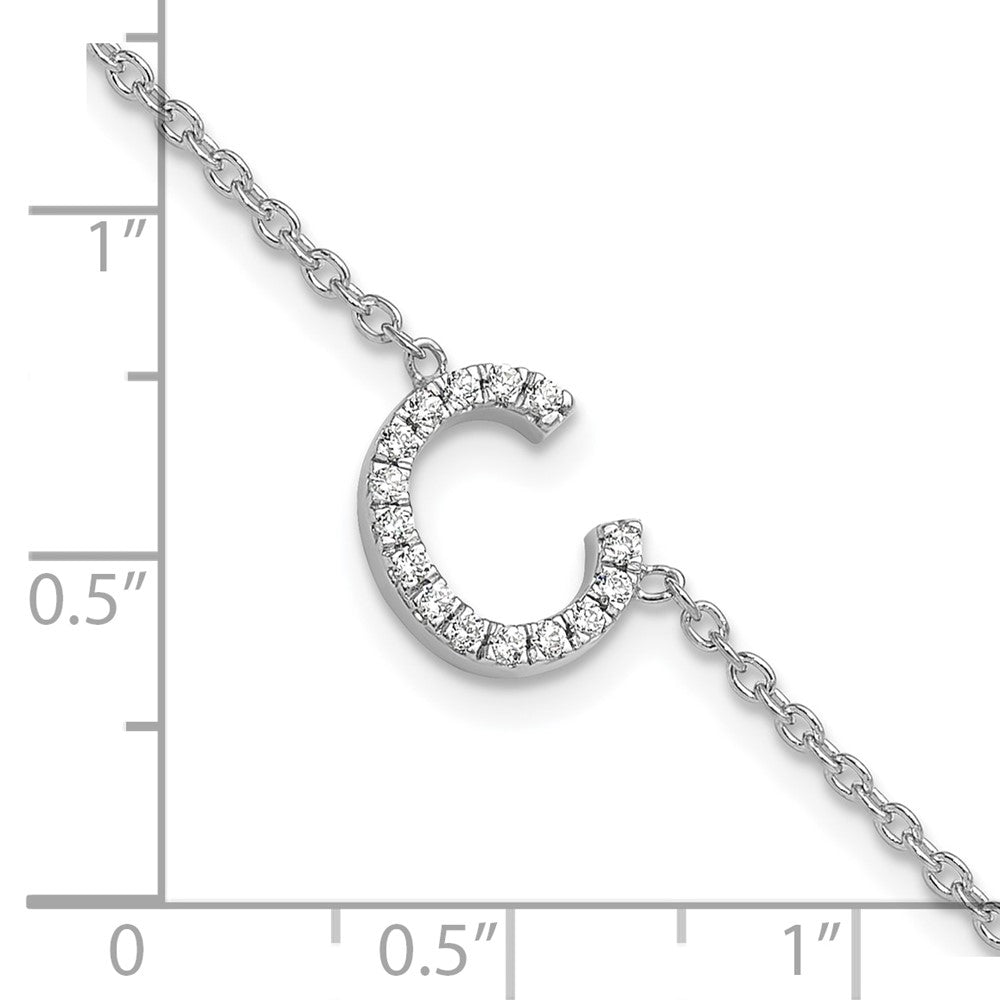 14KW Diamond Sideways Letter C w/ 1in ext. Bracelet