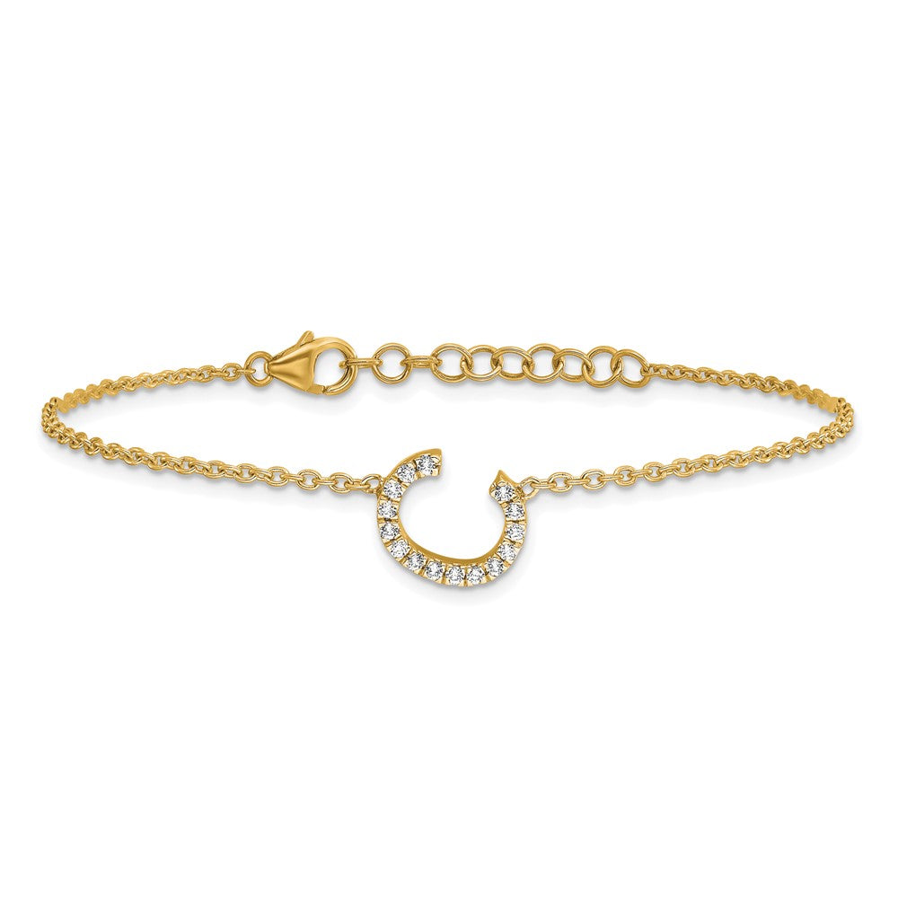 14K Diamond Sideways Letter C w/ 1in ext. Bracelet