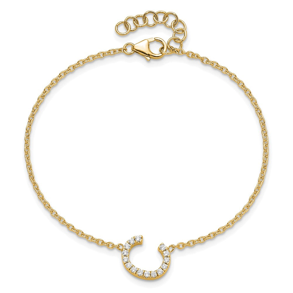 14K Diamond Sideways Letter C w/ 1in ext. Bracelet