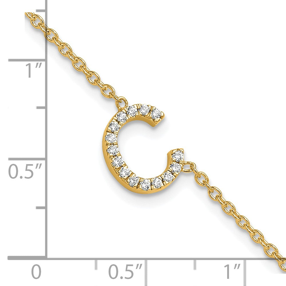 14K Diamond Sideways Letter C w/ 1in ext. Bracelet