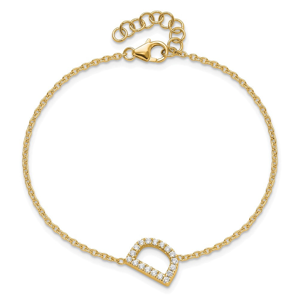 14K Diamond Sideways Letter D w/ 1in ext. Bracelet