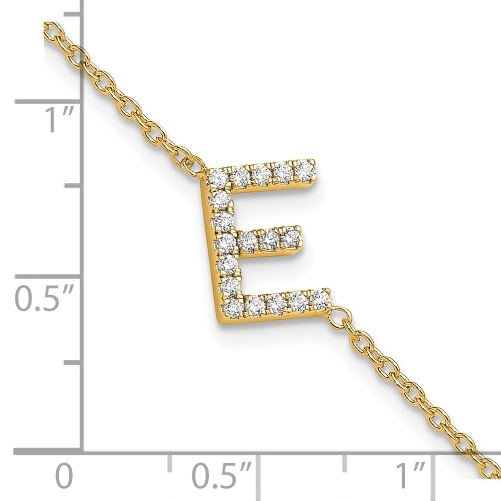 14K Diamond Sideways Letter E w/ 1in ext. Bracelet