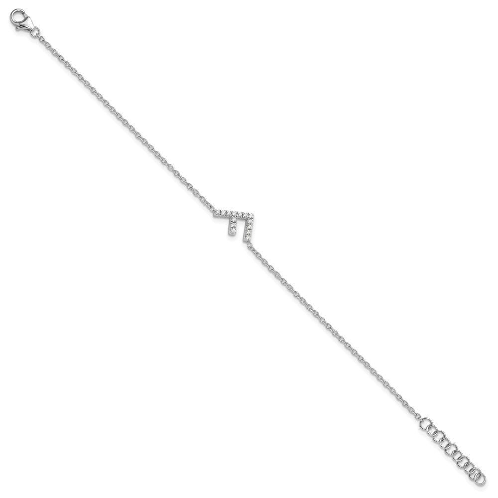 14KW Diamond Sideways Letter F w/ 1in ext. Bracelet