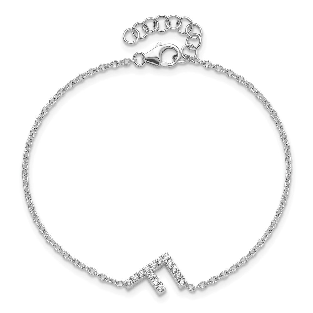14KW Diamond Sideways Letter F w/ 1in ext. Bracelet