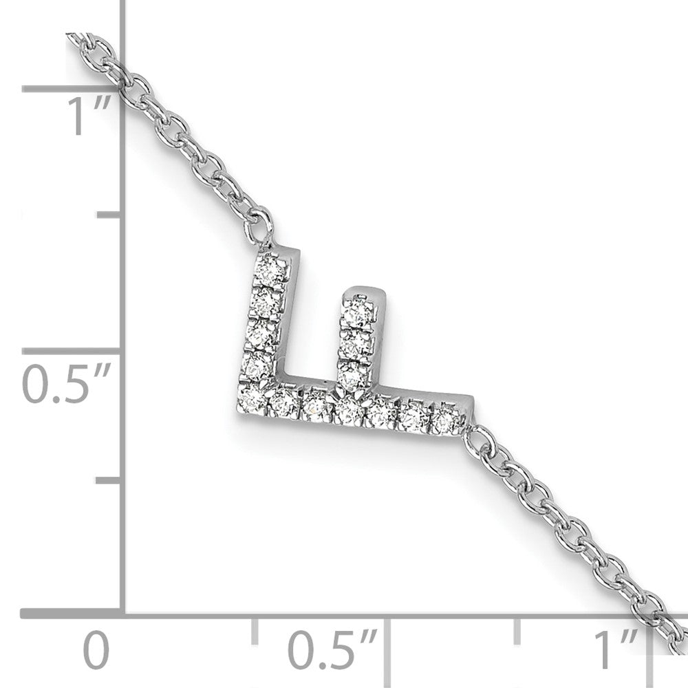 14KW Diamond Sideways Letter F w/ 1in ext. Bracelet