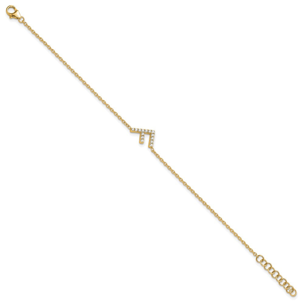 14K Diamond Sideways Letter F w/ 1in ext.Bracelet
