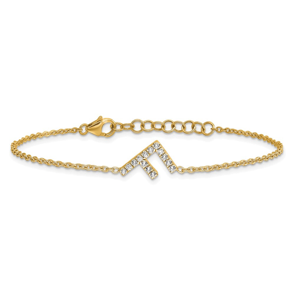 14K Diamond Sideways Letter F w/ 1in ext.Bracelet