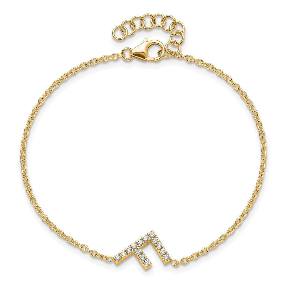 14K Diamond Sideways Letter F w/ 1in ext.Bracelet