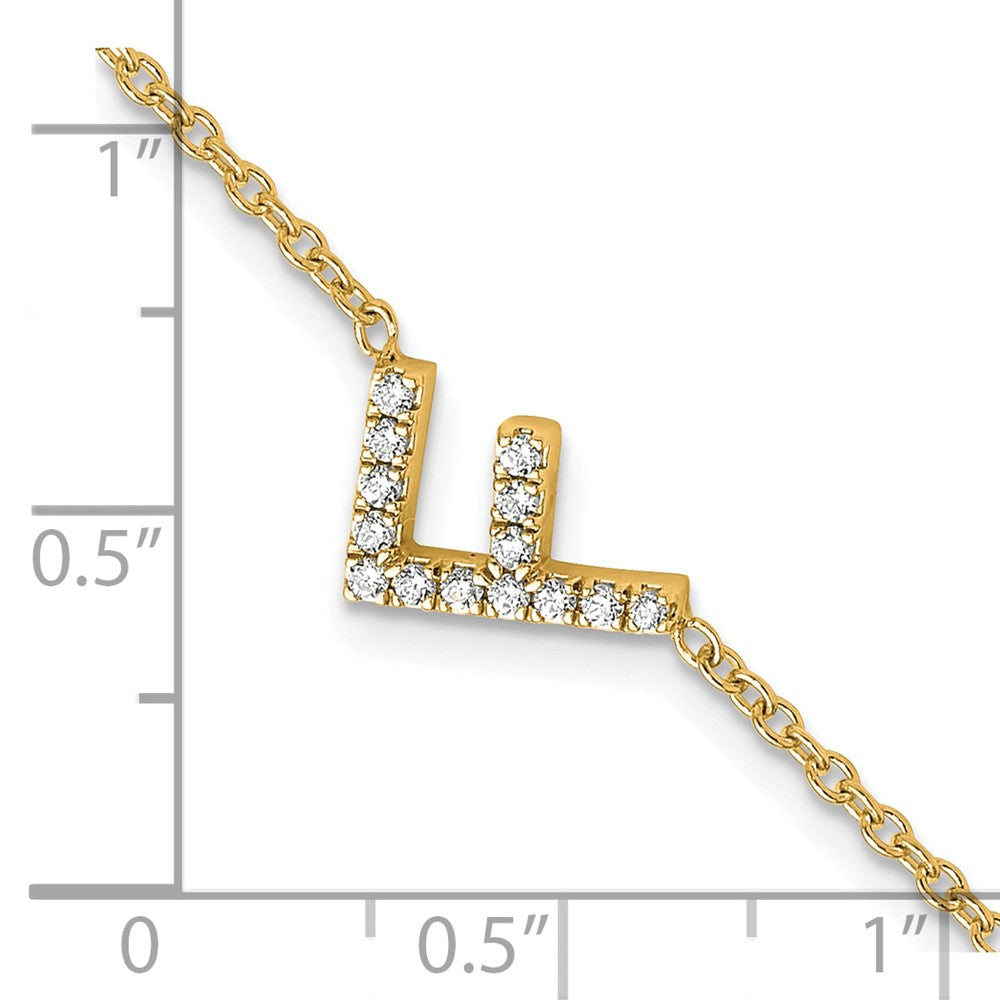 14K Diamond Sideways Letter F w/ 1in ext.Bracelet