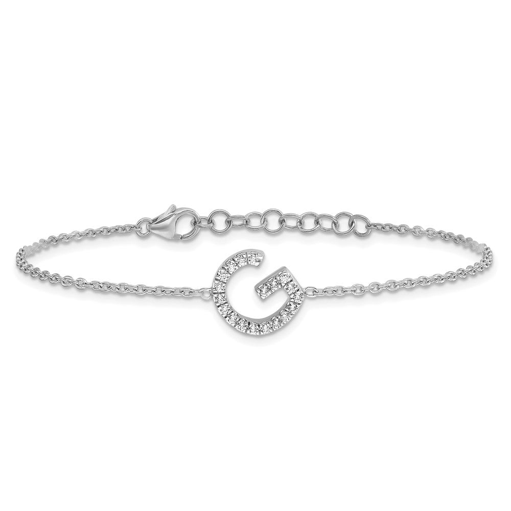 14KW Diamond Sideways Letter G w/ 1in ext. Bracelet