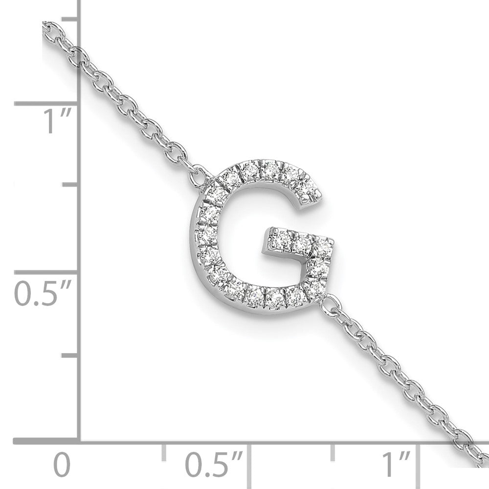 14KW Diamond Sideways Letter G w/ 1in ext. Bracelet