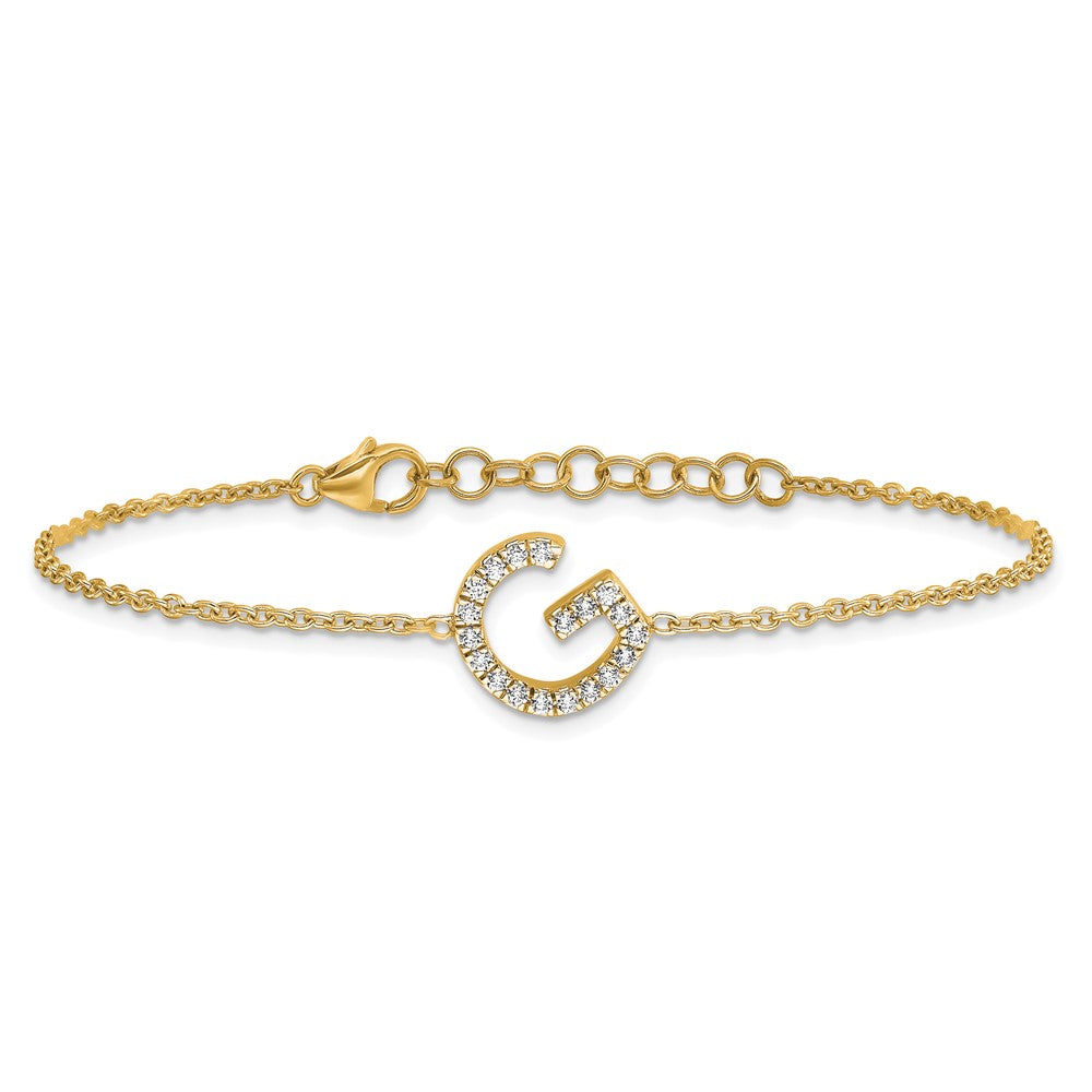14K Diamond Sideways Letter G w/ 1in ext. Bracelet