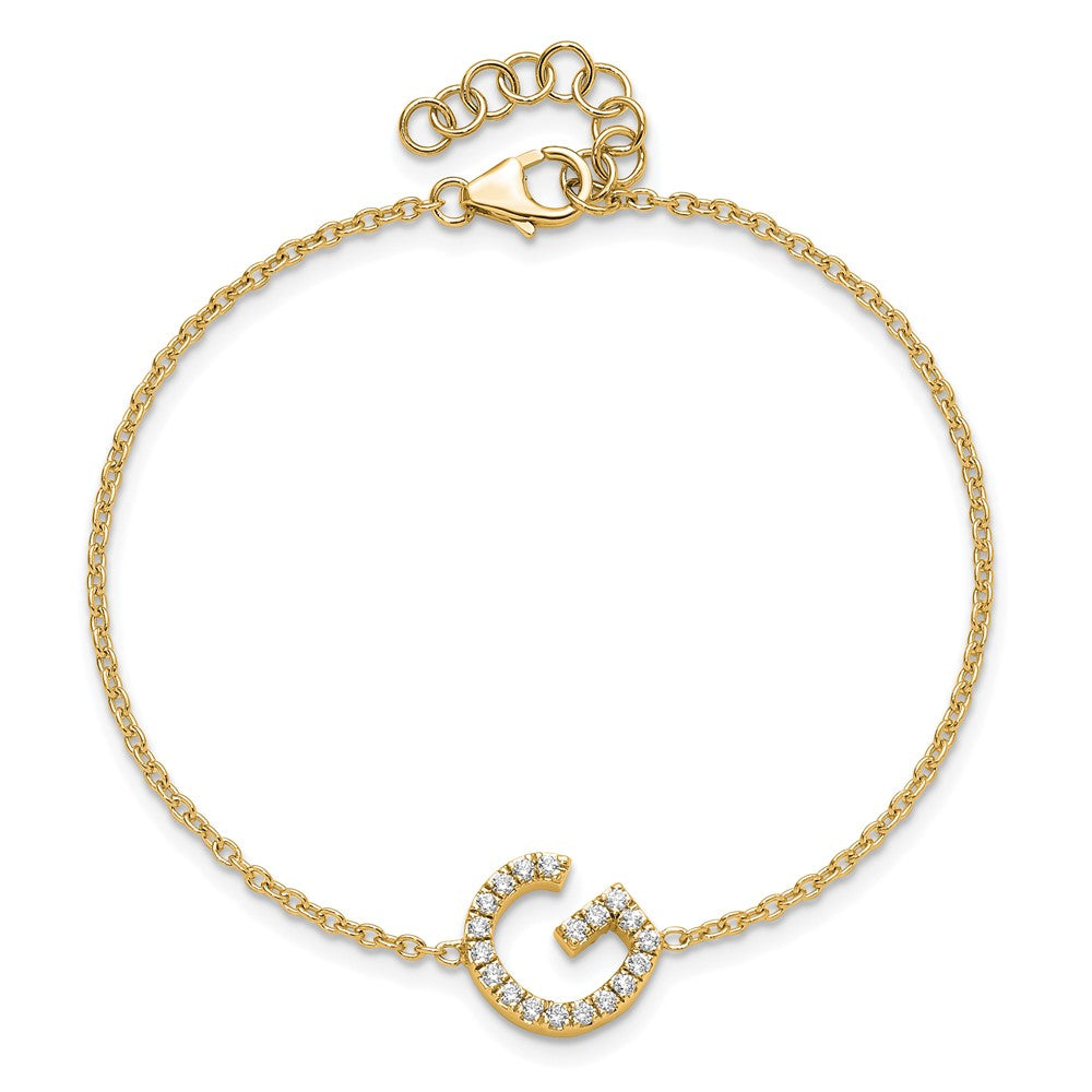 14K Diamond Sideways Letter G w/ 1in ext. Bracelet