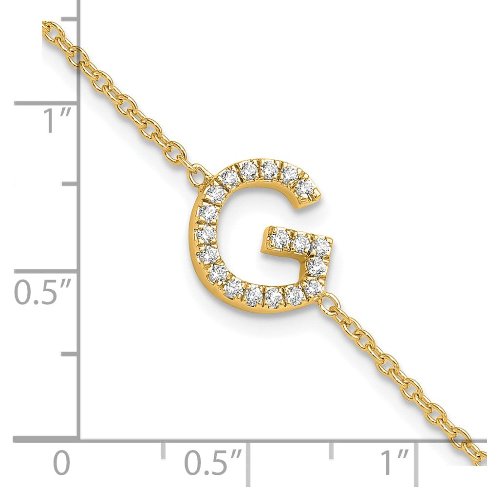 14K Diamond Sideways Letter G w/ 1in ext. Bracelet