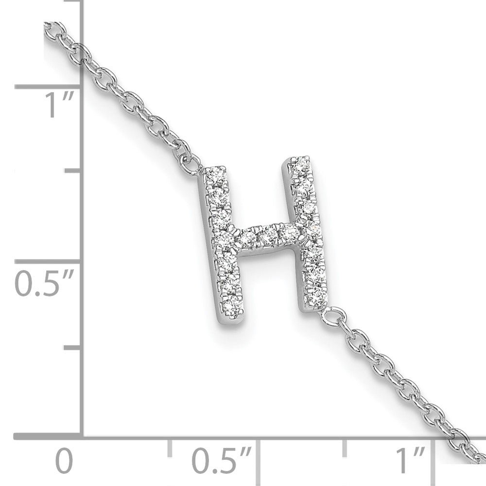 14KW Diamond Sideways Letter H  w/ 1in ext. Bracelet